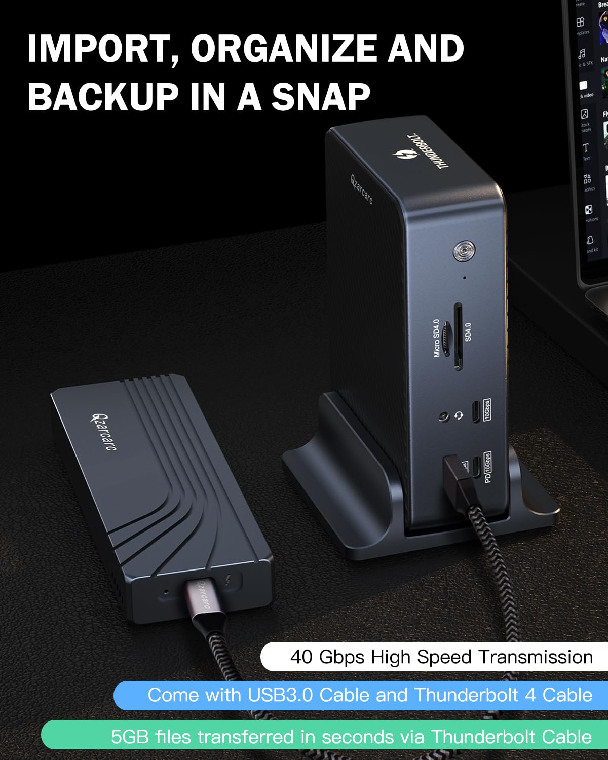 Enclosure SSD M.2 da 40 Gbps, Enclosure Thunderbolt NVMe con ventola di raffreddamento, Alloggiamento per disco rigido esterno SSD, supporto alloggiamento M.2 Dimensioni chiave M 2280/8TB Compatibile