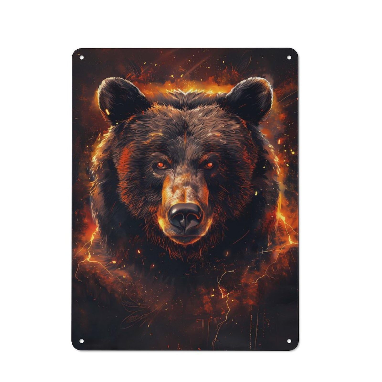Junmoney Animal Majestic Bear Retro-Style Metal Plaque 40X30cm For Garage Or Workshop, For Garage, Workshop And Man Cave Decoration