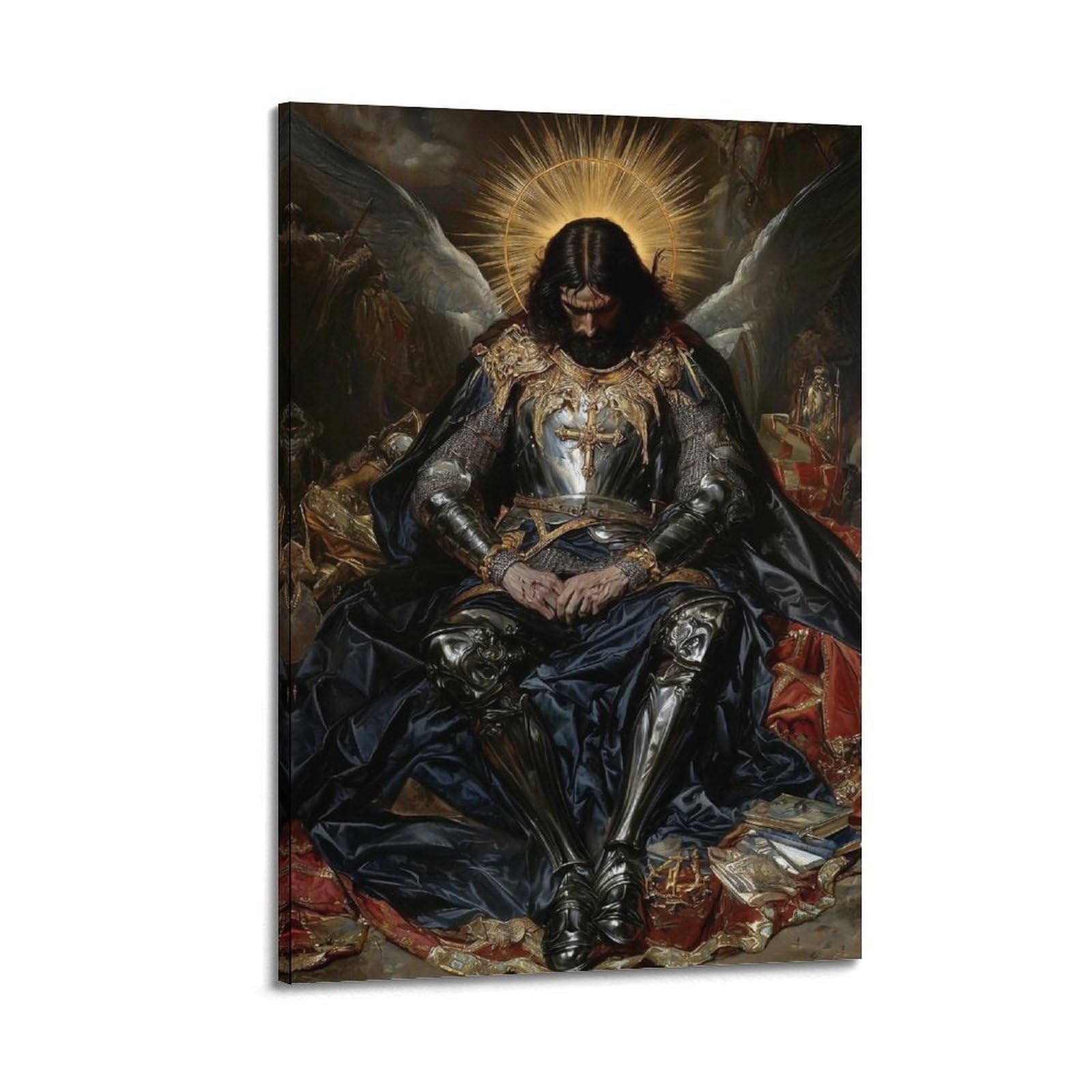 XKUGA Catholic Poster Sacred Knight Saint Archangel Michael Modern Decorative Canvas Prints - Ideal Wall Art for Family, Man Cave, Game Room, Boys & Girls Bedroom 24x36inch(60x90cm)