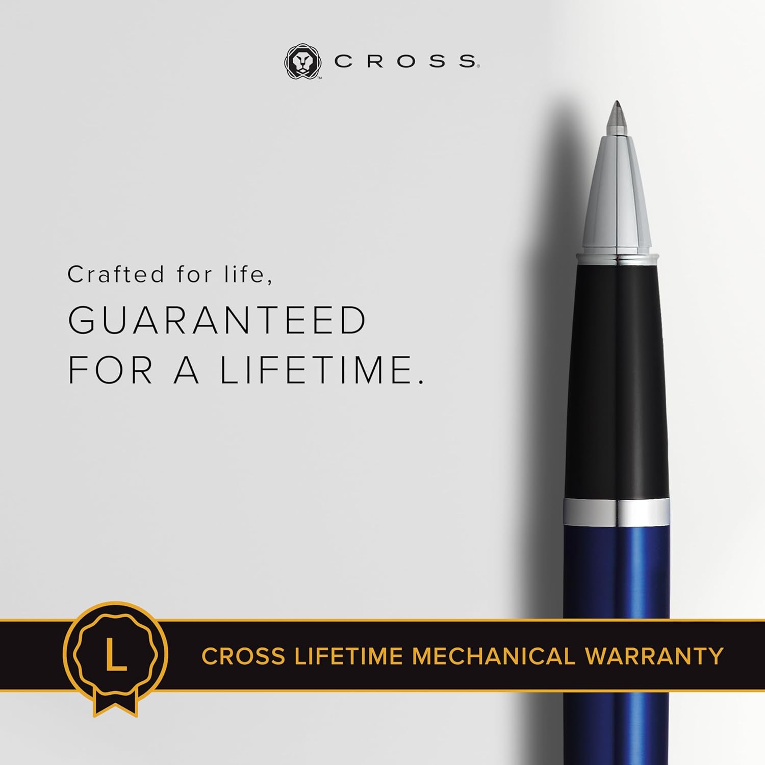 Cross Bailey Blue Lacquer Rollerball Pen - Refillable Pen for Smooth Writing - Well-Balanced, Distinctive Design - Easy Handling - Comfortable Grip - Gift-Ready Black Ink