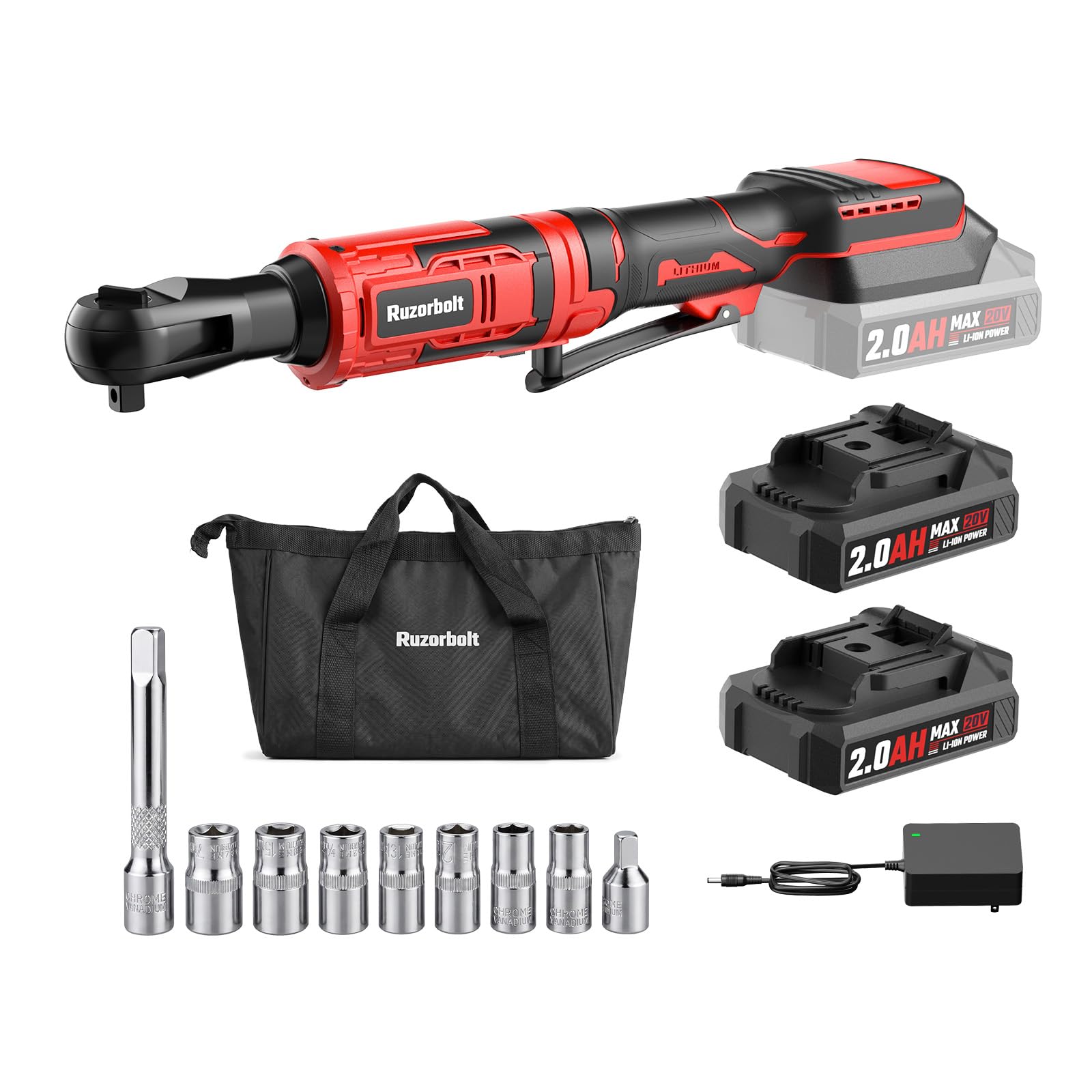 Cordless Electric Ratchet Wrench - 88 ft-lbs Torque -10