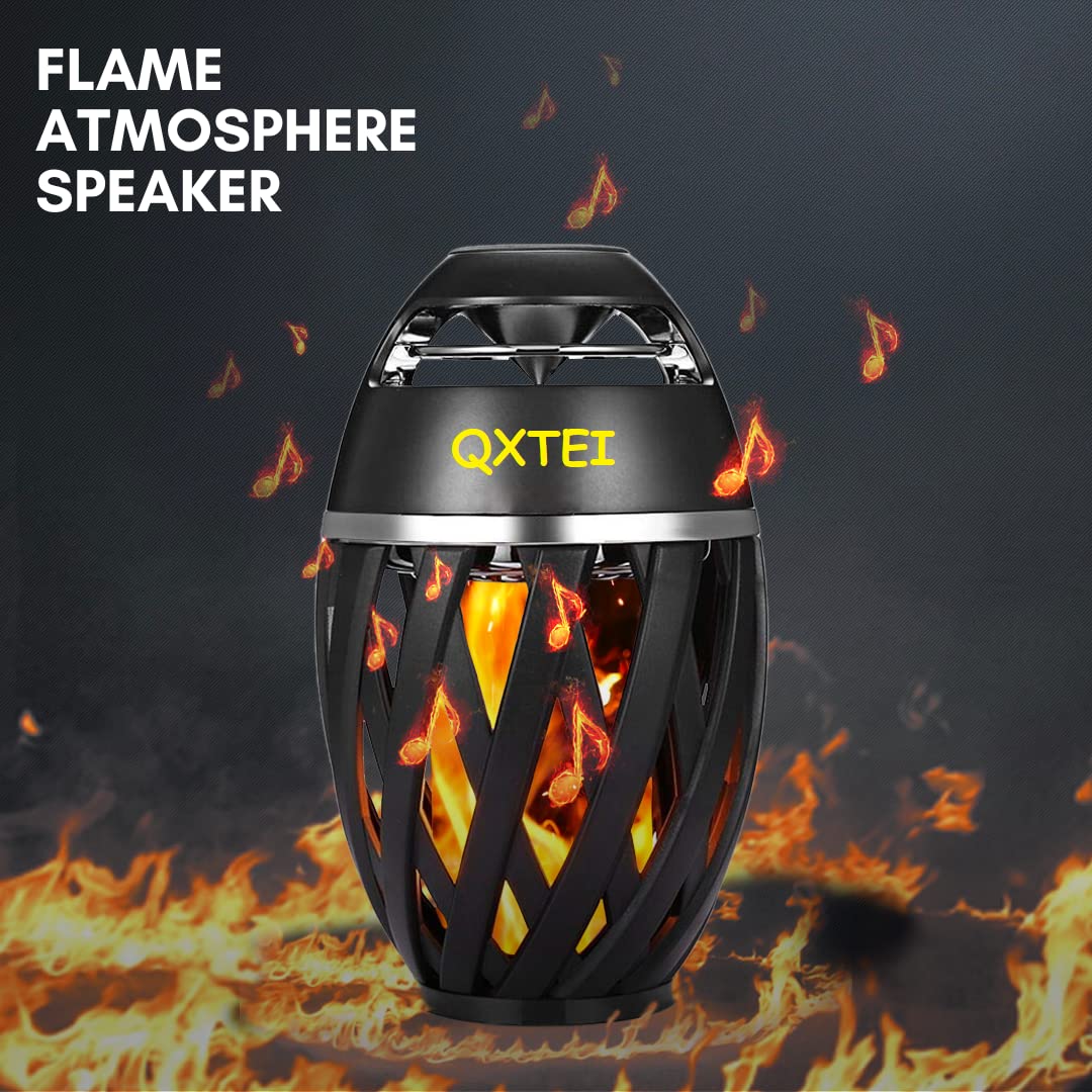 QXTEI Bluetooth 5.0 96-LED Light Flame Speaker for Indoors/Outdoors | Waterproof, Wireless, Portable 4-6 Hours Playtime | Android & iPhone Compatible (2 Pack)