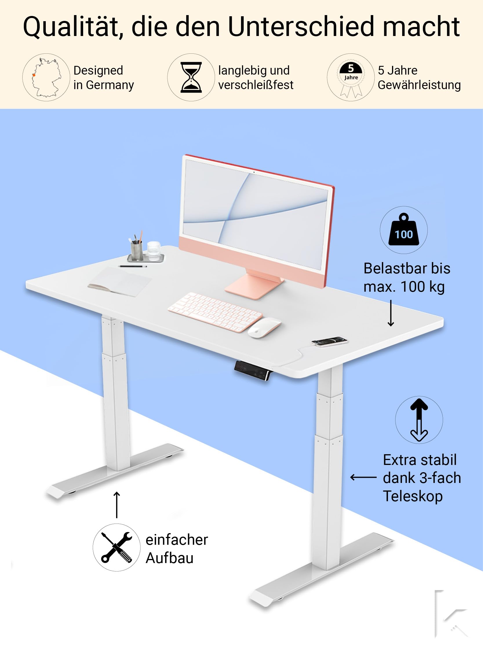 - AGIL - hochwertige Walnussfarbene Tischplatte für ergonomische höhenverstellbare Schreibtische - 140 x 70 x 2,5 cm - passend für elektrisch stufenlos höhenverstellbare Schreibtische der Marke AGIL