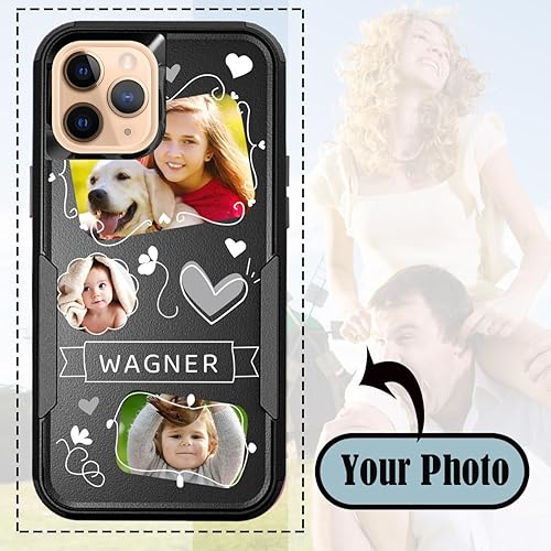 Vista 231 de Funda de fotos personalizada para Apple iPhone 11 Pro Max, patrón de collage a cuadros, personalizado para hacer imágenes en gruesa 3 híbrida Rosa