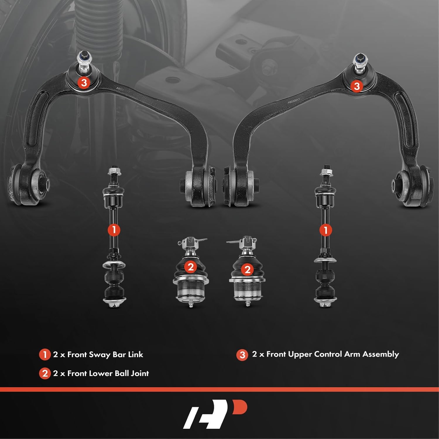 A-Premium 6Pcs Front Suspension Kit, Upper Control Arm, Lower Ball Joint, Sway Bar Link, Compatible with Ford F-150 2005-2008, Lincoln Mark LT 2006-2008, 4WD or AWD