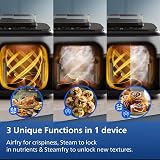 Philips Steam Airfryer 5000 Series Dual Basket - Airfryer & Steamer, 9 Litre, RapidAir Plus, 19 Cooking Functions, 90% Less Fat, 2 Baskets, Steam Cleaning, Silver (NA555/00) - 3