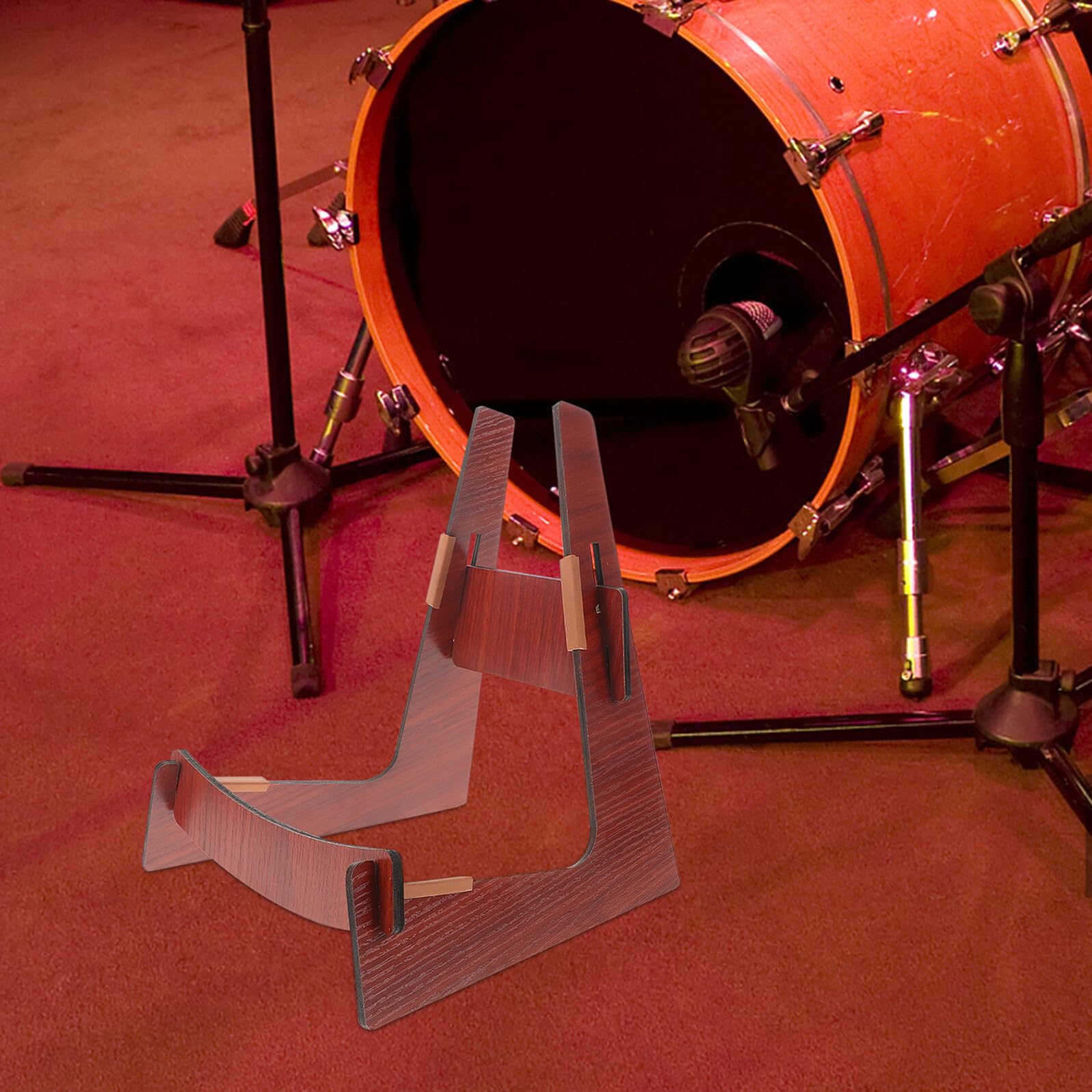 Cabilock Solider Holz Gitarrenständer Stabiler Ukulele Bodenständer Faltbarer Gitarrenhalter für Bass Violine und Andere Saiteninstrumente Platzsparend Abnehmbar für Zuhause und Studio