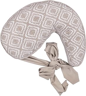 Anywhere Nursing Pillow Support, Latte Rattan with Stretch Belt that Stores Small, Breastfeeding and Bottle-feeding Support at Home and for Travel, Plus Sized to Petite, Machine Washable