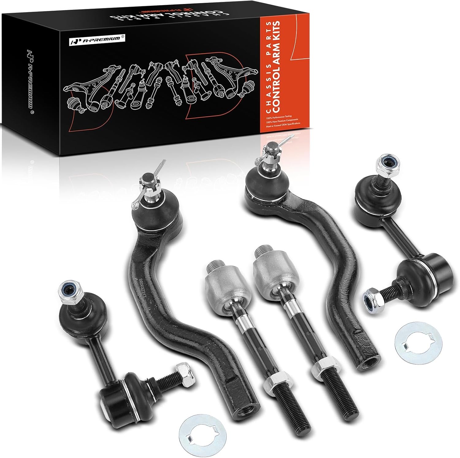 A-Premium 6Pcs Front End Suepnsion Kit, Front Sway Bar Link, Inner & Outer Tie Rod End, Compatible with Honda Civic 2006-2011, L4 1.8L Only