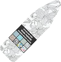 Vista 7 de Funda para tabla de planchar y almohadilla de tamaño estándar de 15 x 54 pulgadas, 3 pares de correas de cierre de velcro, bordes elásticos