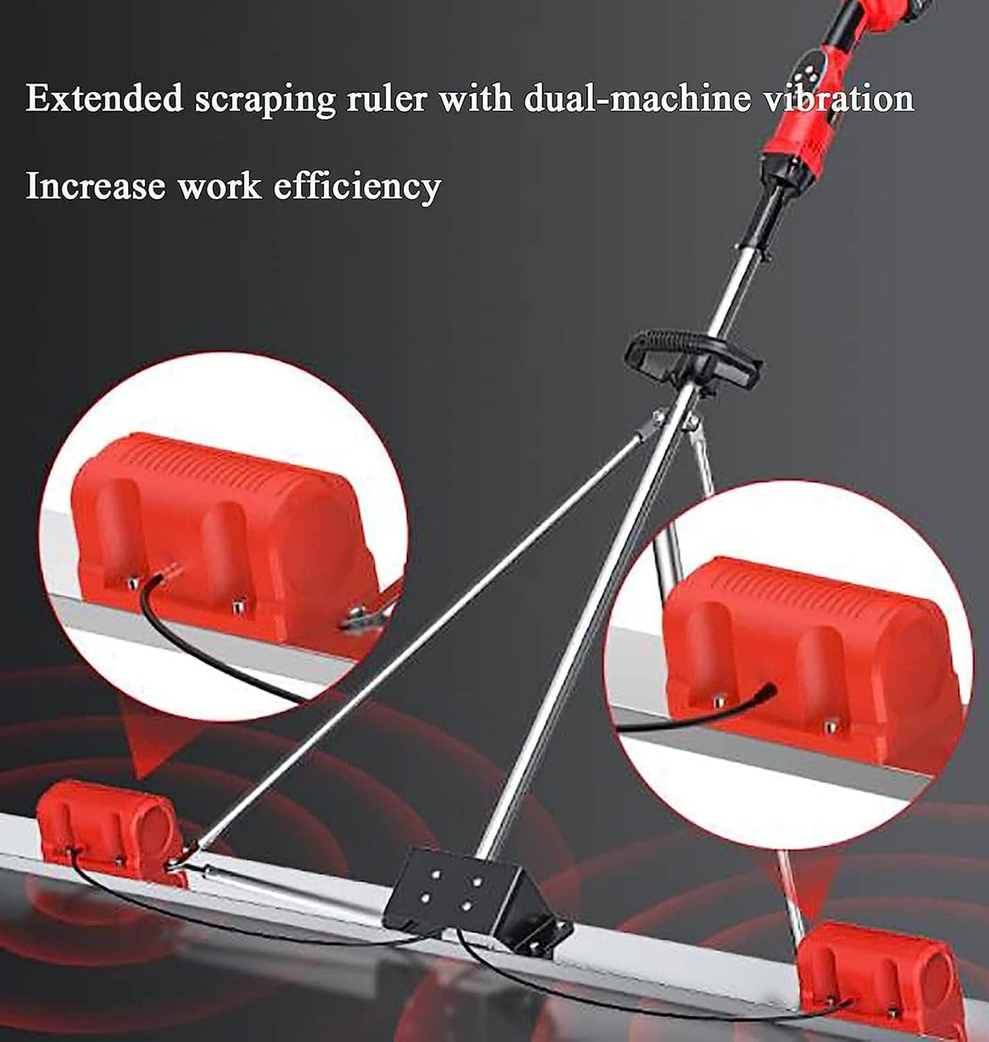 Concrete Screed Vibrating Set, Electric Concrete Scraper, Powerful Concrete Screed Vibration Set, 6000 RPM, 150 cm, 6000 mA, 48 V, Concrete Processing Tool, vibrati