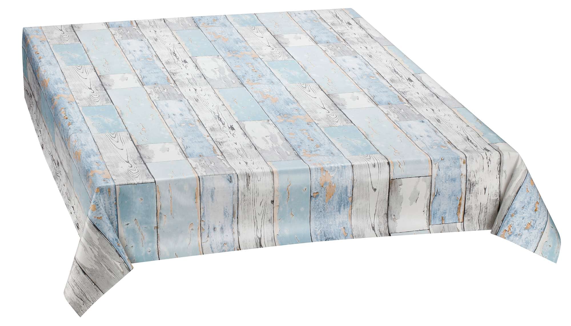 Wachstuchtischdecke Scrapwood abwaschbar grau weiß hellblau Holz-Optik Outdoor-Tischdecke Breite:140cm Länge:800cm