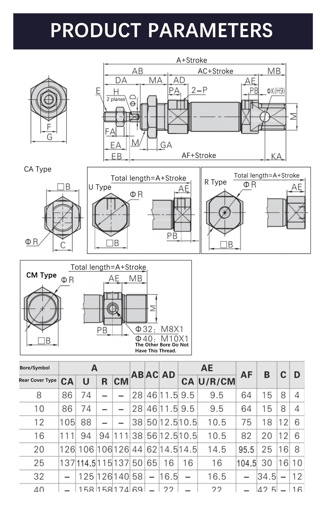1 sztuka mini podnośnik pneumatyczny ze stali nierdzewnej, podwójny efekt, wymiary 10/16/20/25-15 x 30 x 40 x 60 x 75 x 80 x 100-C (B1ue, nabłyszczacz 12 mm)