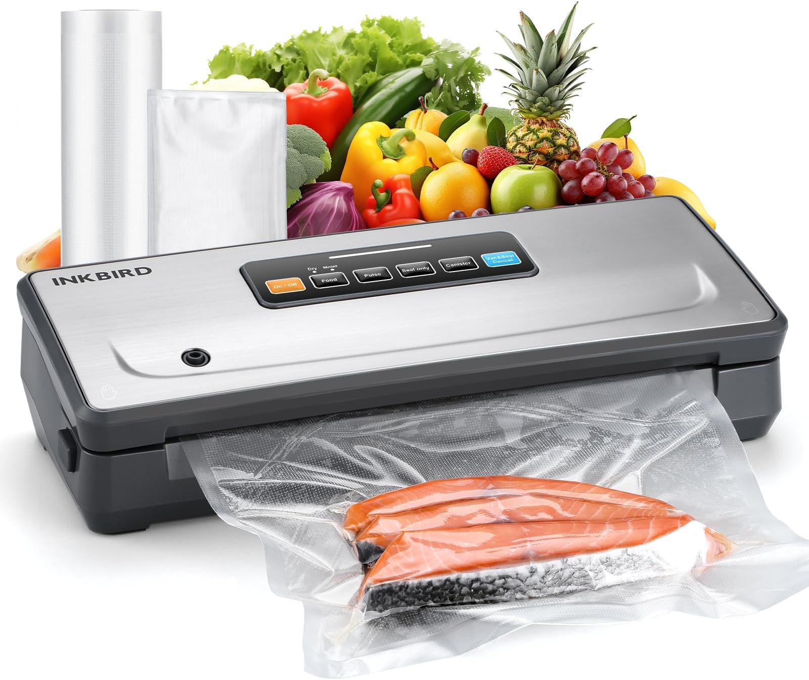 Sponsored Ad - INKBIRD Cordless Vacuum Sealer Machine INK-VS06 with Starter Kit Rechargeable Food Vacuum Sealing Built-in Cutter Pro Food Preservation Kit -80kPa Ideal for Kitchen Camping Outdoor Cooking