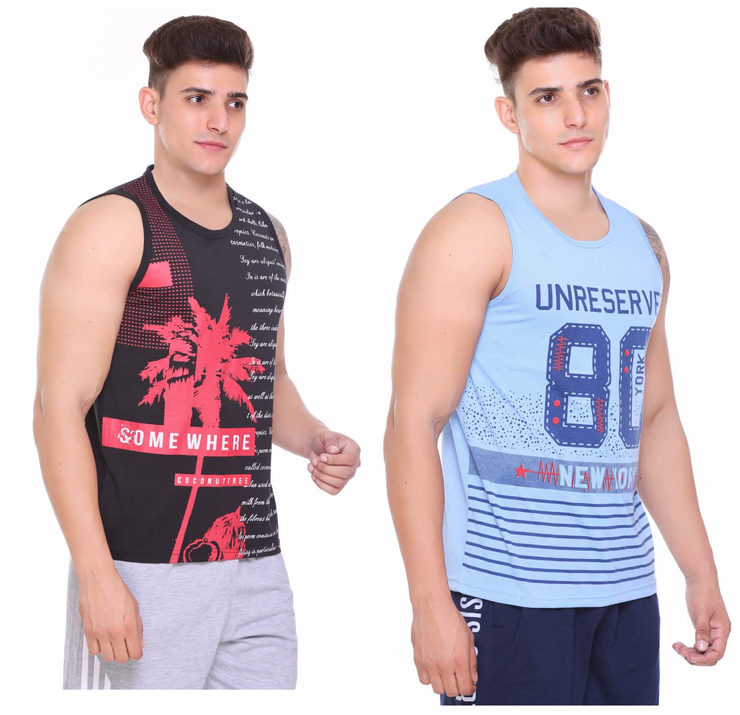 tollfree Sleeveless Vest for Men - Gym T Shirts || Tank Top Sando || Workout Tshirts || Sports Vest || Goa Beach Wear Swimming T-Shirt || Running Tops || Gym Vest for Men (Pack of 2)-picture-29