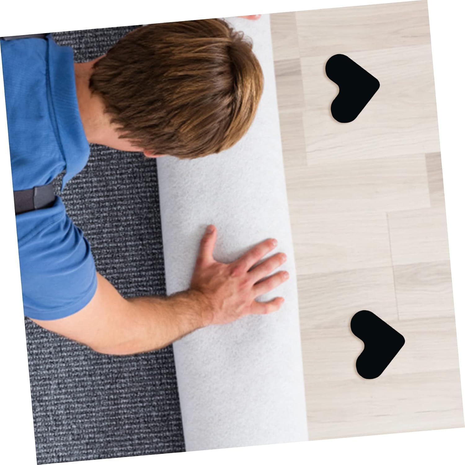 16 Pcs Rug Holders for Hardwood Floors Double Sided Adhesive Carpet Grippers Washable and Reusable Stickers for Area Rugs Tiles Prevents Slipping Kitchen Bathroom Living Room