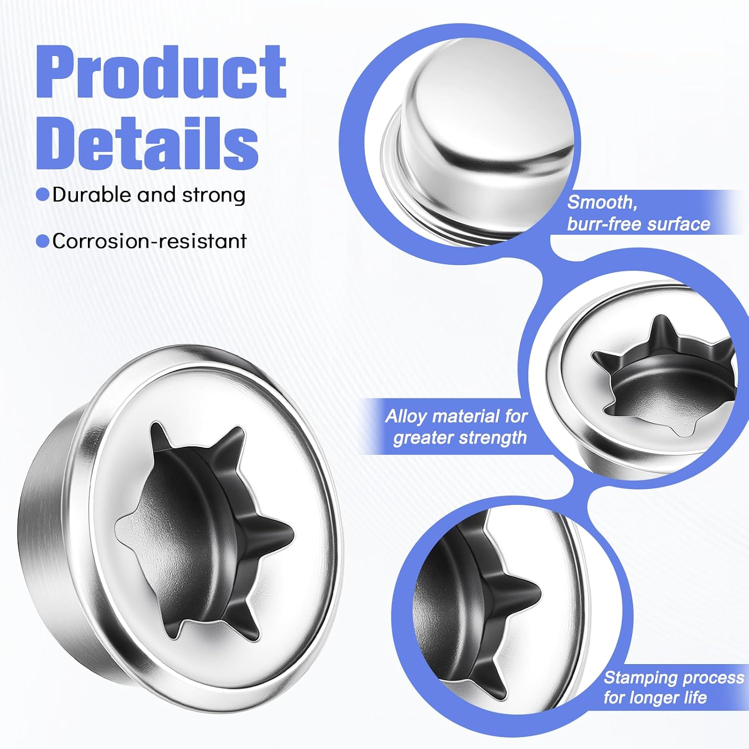 6 PCS 3/8” Spring Steel Push on nut axle caps, Push on Axle Cap Nut Fastener, Permanent Washer Caps Metal for Hand Trucks Rolling Bins Lawn Wagons