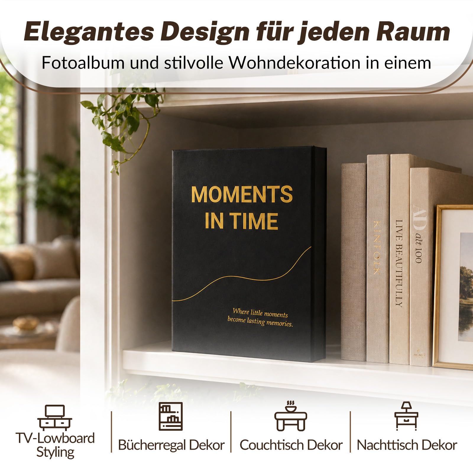 DazSpirit Fotoalbum zum Selbstgestalten, Scrapbook Album mit 70 Schwarze Seiten, 3-Ring-Fotobuch zum Einkleben, mit Fotoecken & Stift, Gästebuch für Hochzeit Geburtstag Geschenk (Schwarz)