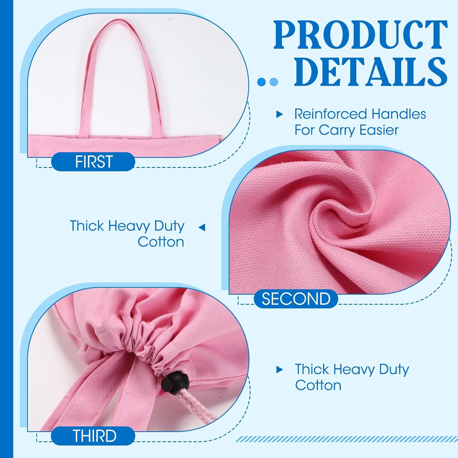 Zhehao 6 Packs Canvas Laundry Bags 20" x 28" Thick Heavy Duty Cotton Laundry Bag with Handles & Drawstring Fit a Basket or Hamper Perfect for College Dorm Apartment Dwellers and Travel(Warm Color)