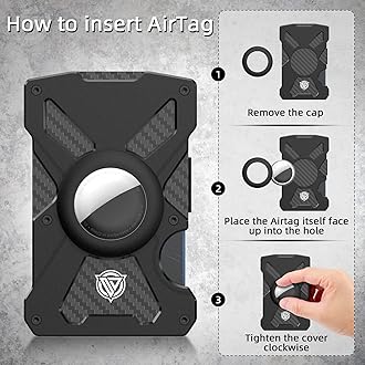 Oaridey Minimalist Wallet for Men - Slim Aluminum Carbon Fiber Money Clip with RFID Blocking, Holds 15 Cards, Black