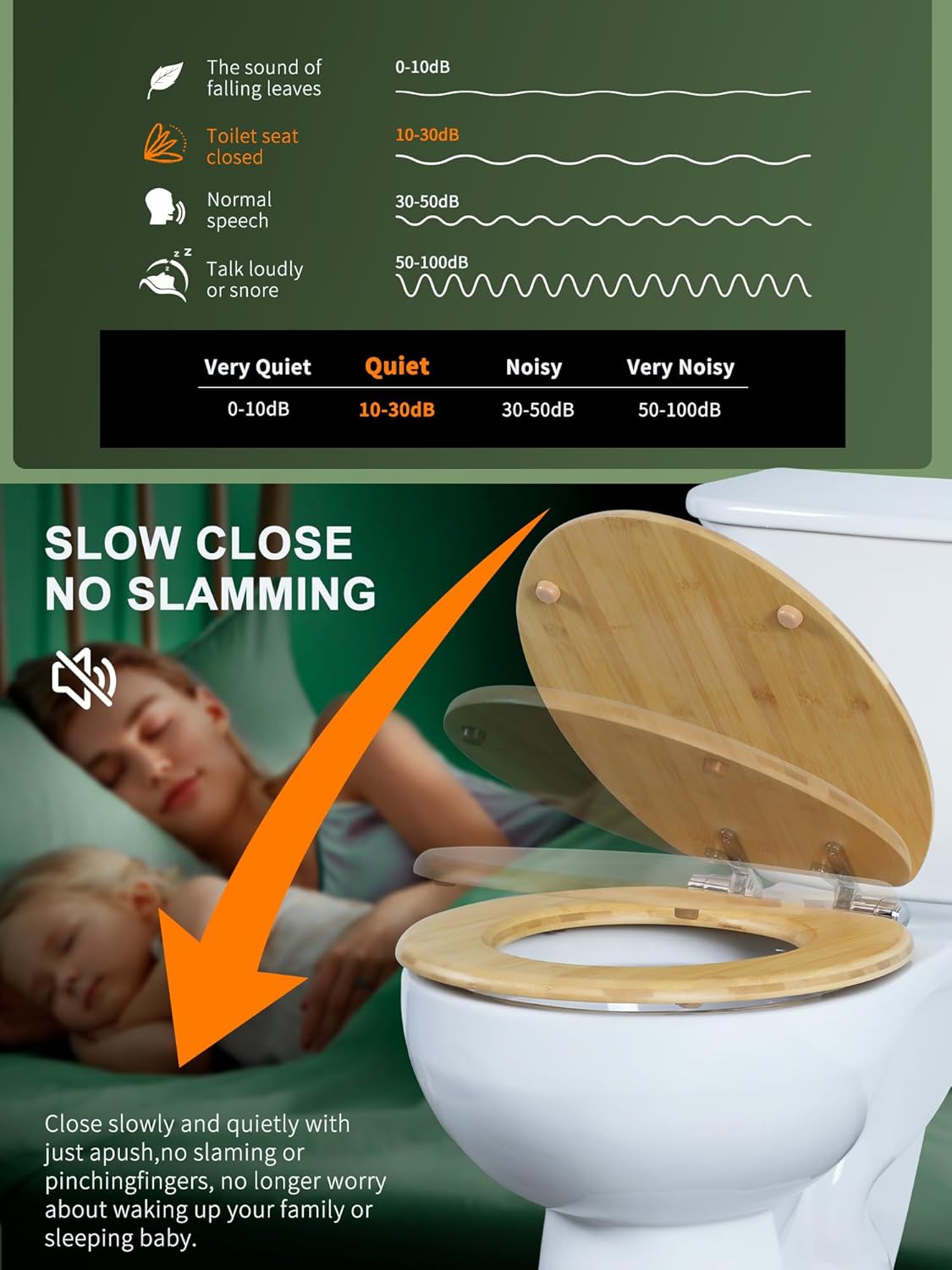 Angol Shiold ROUND Bamboo Toilet Seat with Quick Release Soft Close Adjustable Zinc Alloy Strong Hinges, Light, Easy to Install & Clean, Up to 400 lbs (Round 16.5", Natural Bamboo)