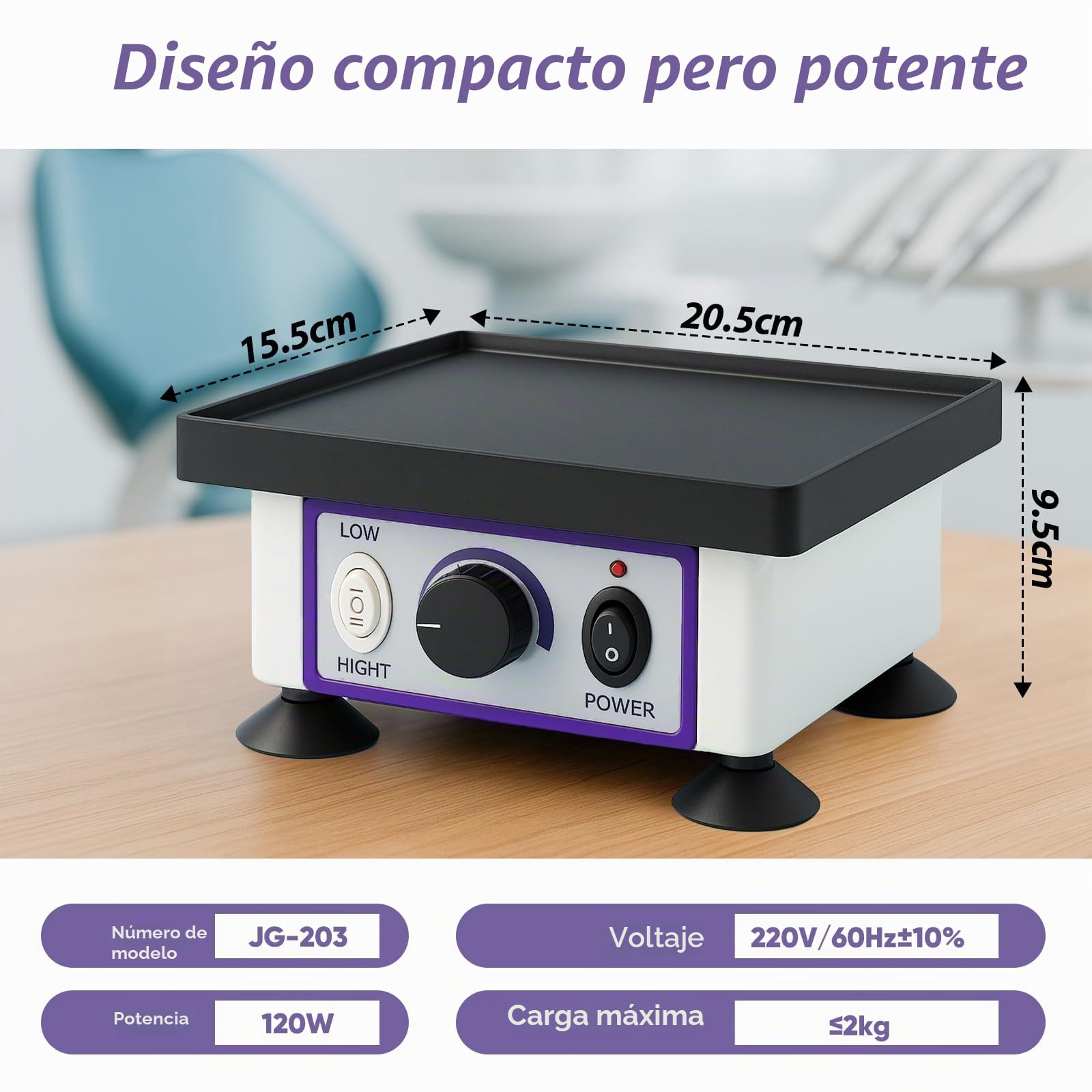 Placa vibratoria para Yeso, 8" x 6" Mezclador Oscilador Dental,120W Velocidad Ajustable Placa Vibratoria Eléctrica,Vibrador Dental para Laboratorio Dental,para Mezclar Yeso y modelar