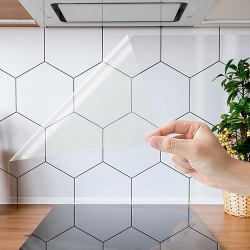 Shackcom Rollo de papel de contacto transparente autoadhesivo para cocina, protector de pared de 23.6 pulgadas x 32.8 pies, se utiliza como cubierta