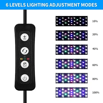 Fish Tank Light 8W Full Spectrum USB Aquarium Light with Timer, Adjustable Extendable Bracket for 30-45CM Aquarium [Energy Class F]