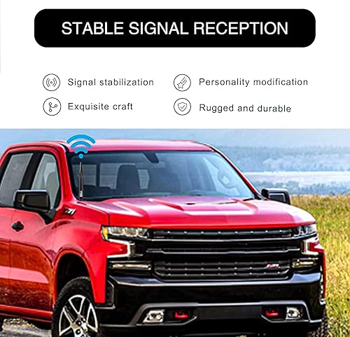 Miniatura 5 de UGSHY Paquete de 1 antena de bala para automóvil y camión, mástil de antena de automóvil con bandera estadounidense, antena corta universal para