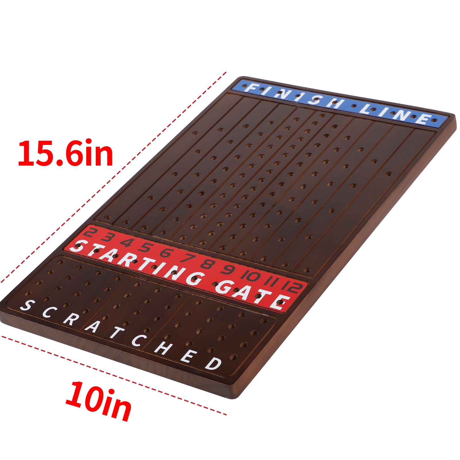 Horse Race Board Game With 11 Metal Horses - Solid Wood Finish Line Racing Game, Walnut Color