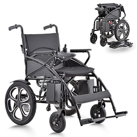 Rubicon DX01 All Terrain Foldable Electric Wheelchairs for Adults - Powerful Motorized Power Wheelchairs - Silla de Ruedas Electrica para Adultos. Supports up to 300 lbs - Weight 70 lbs