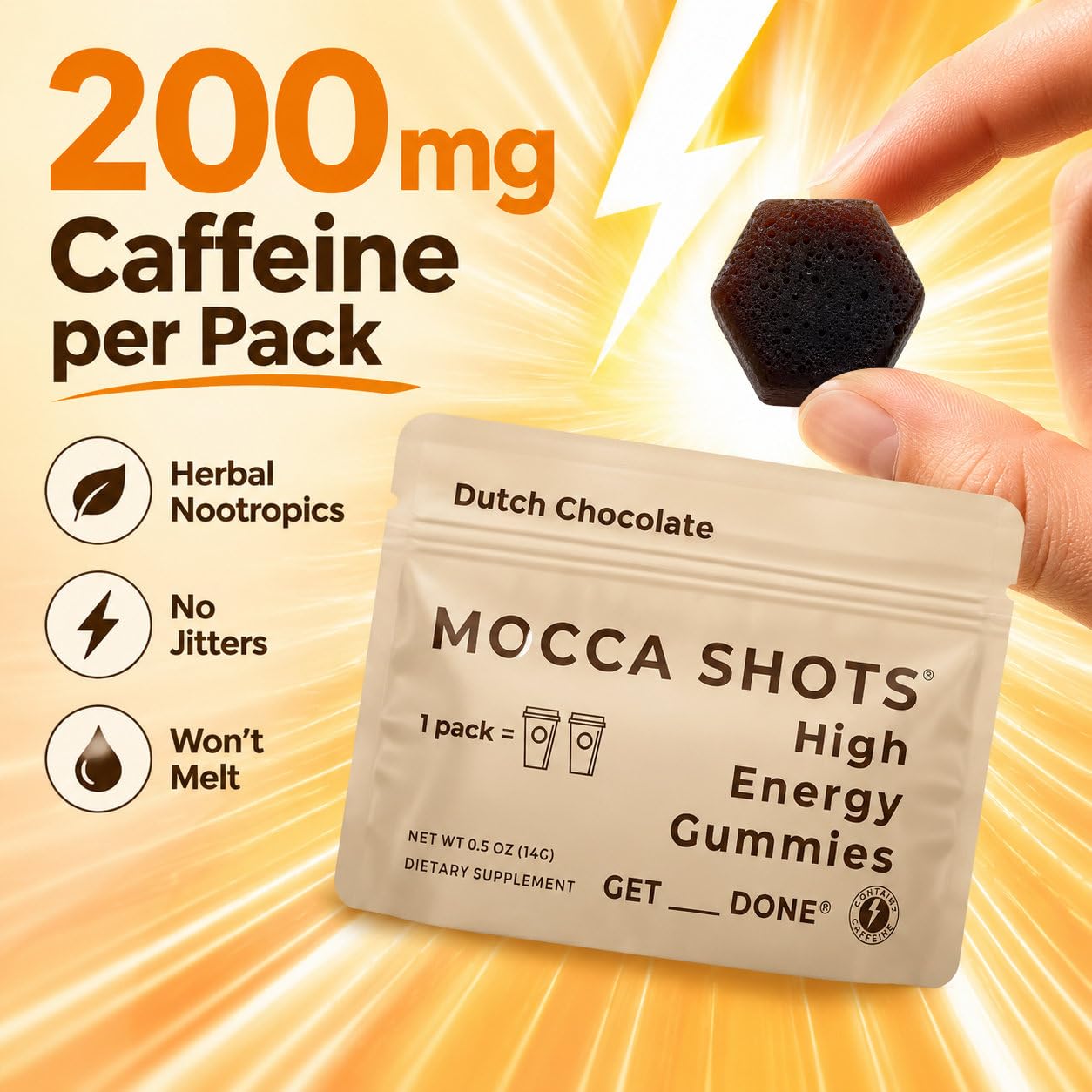 Amazon.com: SGC Mocca Shots Caffeine Gummies, Dutch Chocolate
