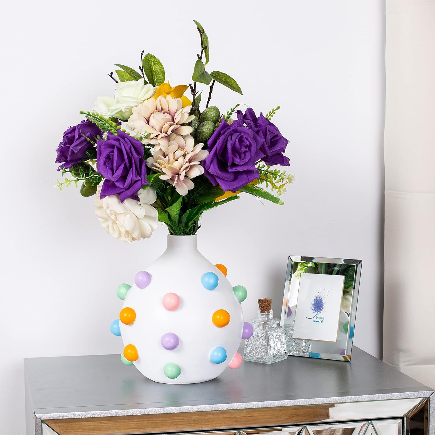 Amazon.com : GUTE Bubble Multicolor Vase Detailed White Ceramic