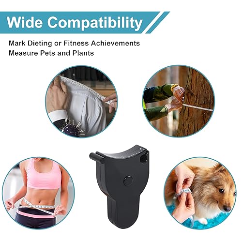 Miniatura 9 de Cinta métrica flexible suave de 60 pulgadas59.1 in, regla telescópica automática, para medición corporal, medida de costura, fitness en casa