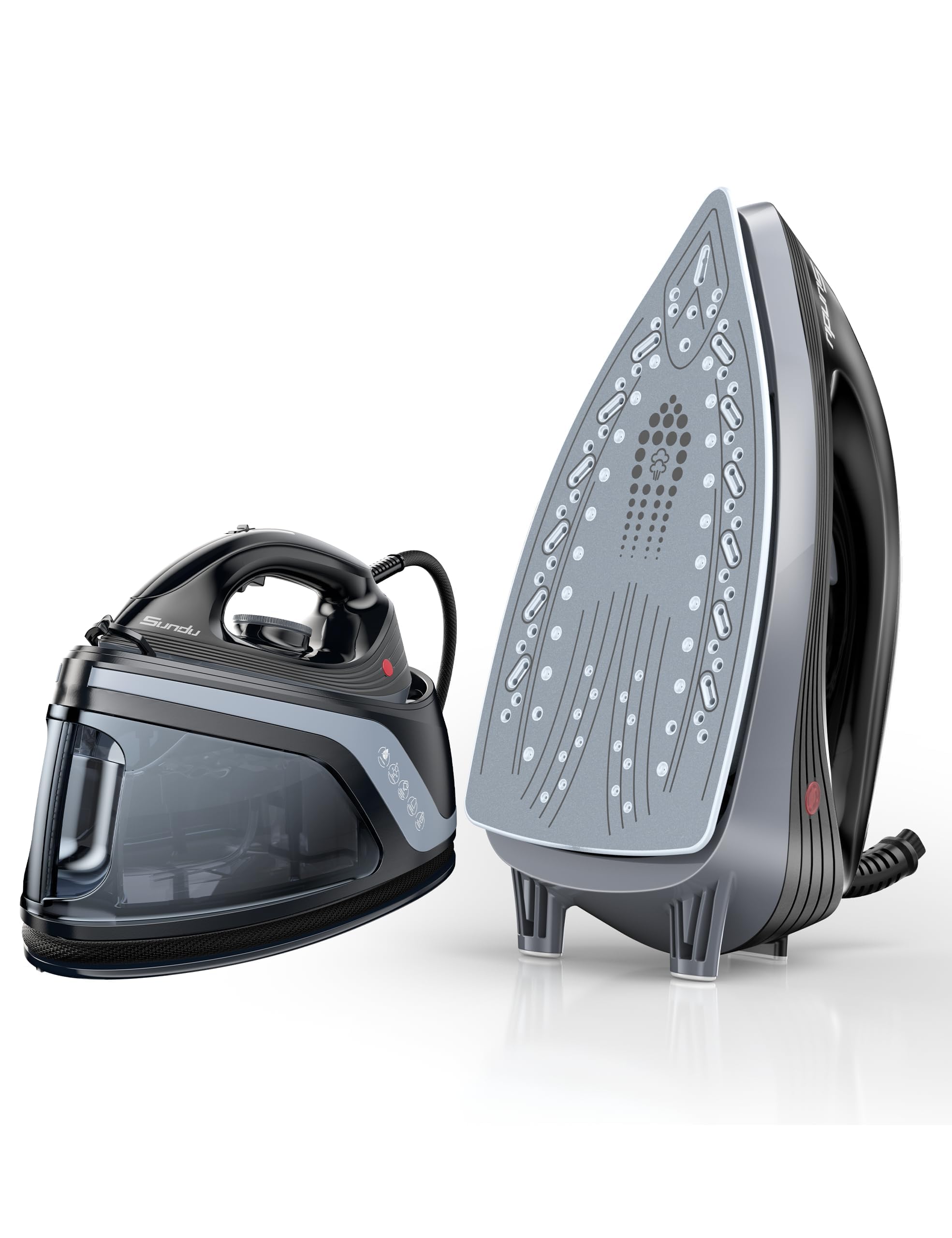 Steam Station Iron for Clothes,1600W Professional Steam Iron with 44 oz Tank, 400 microsteam holes, Built-In Pump, Ceramic baseplate,Iron Lock For Easy Carry,Home use