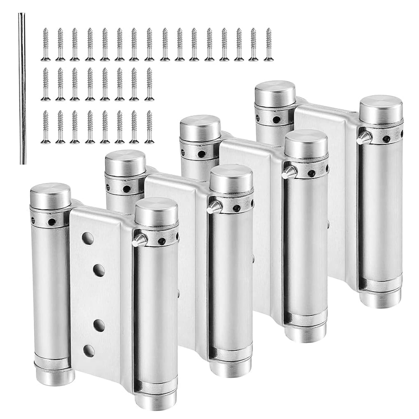 Lot de 4 Charnières À Ressort 100mm en Acier Inox À Double Action, pour Saloon Café Bar Pub Comptoir Porte Placard(Argent)