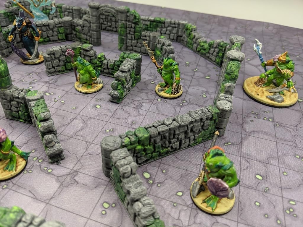 34pcs Dungeon Ruined Wall Map Tiles DND Terrain for Dungeons and Dragons Terrain, D&D, Pathfinder, Warhammer 40k, Miniatures, D and D, Dungeons and Dragons Gifts, Dungeon Master