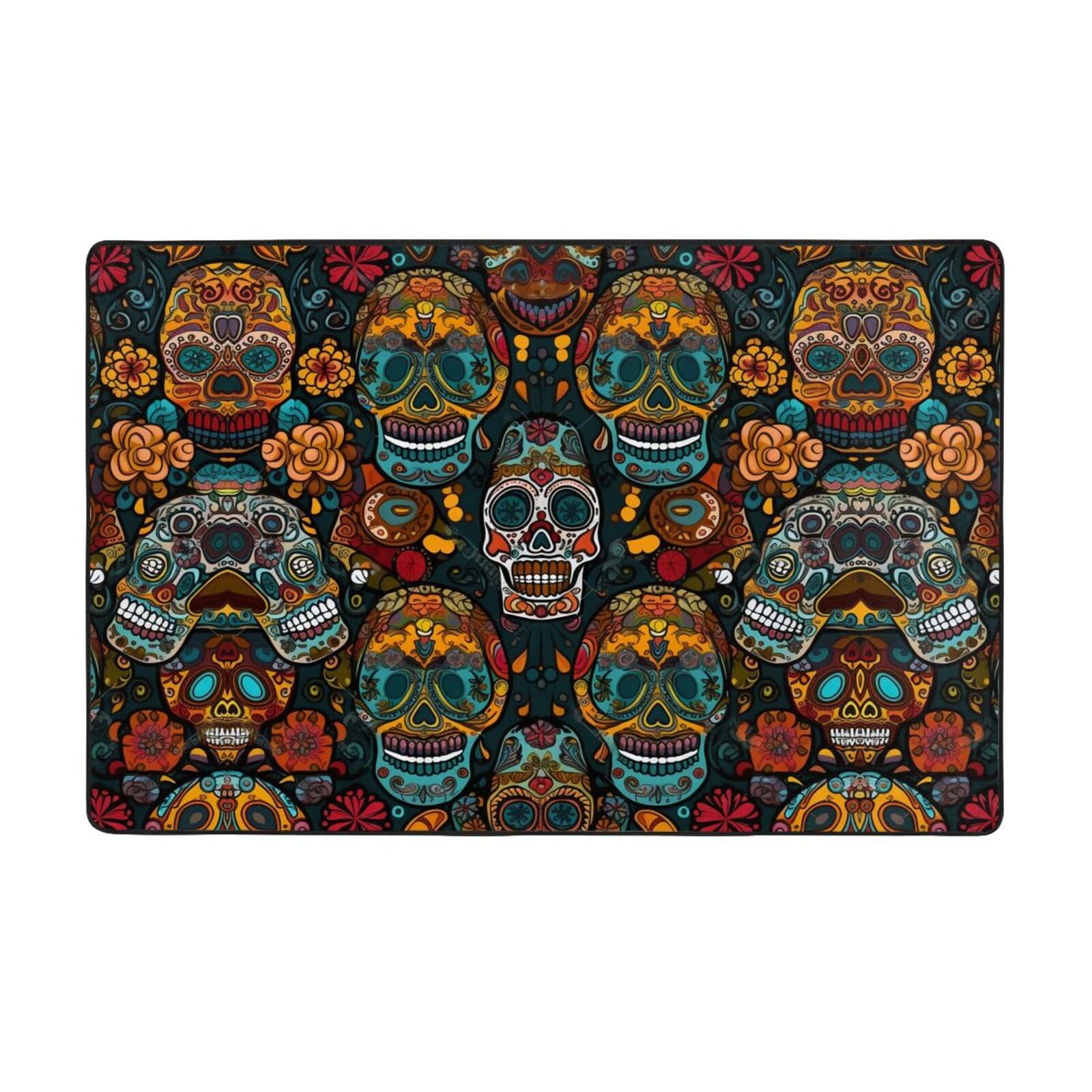 Tapis doux et confortable pour sol froid motif crânes en sucre