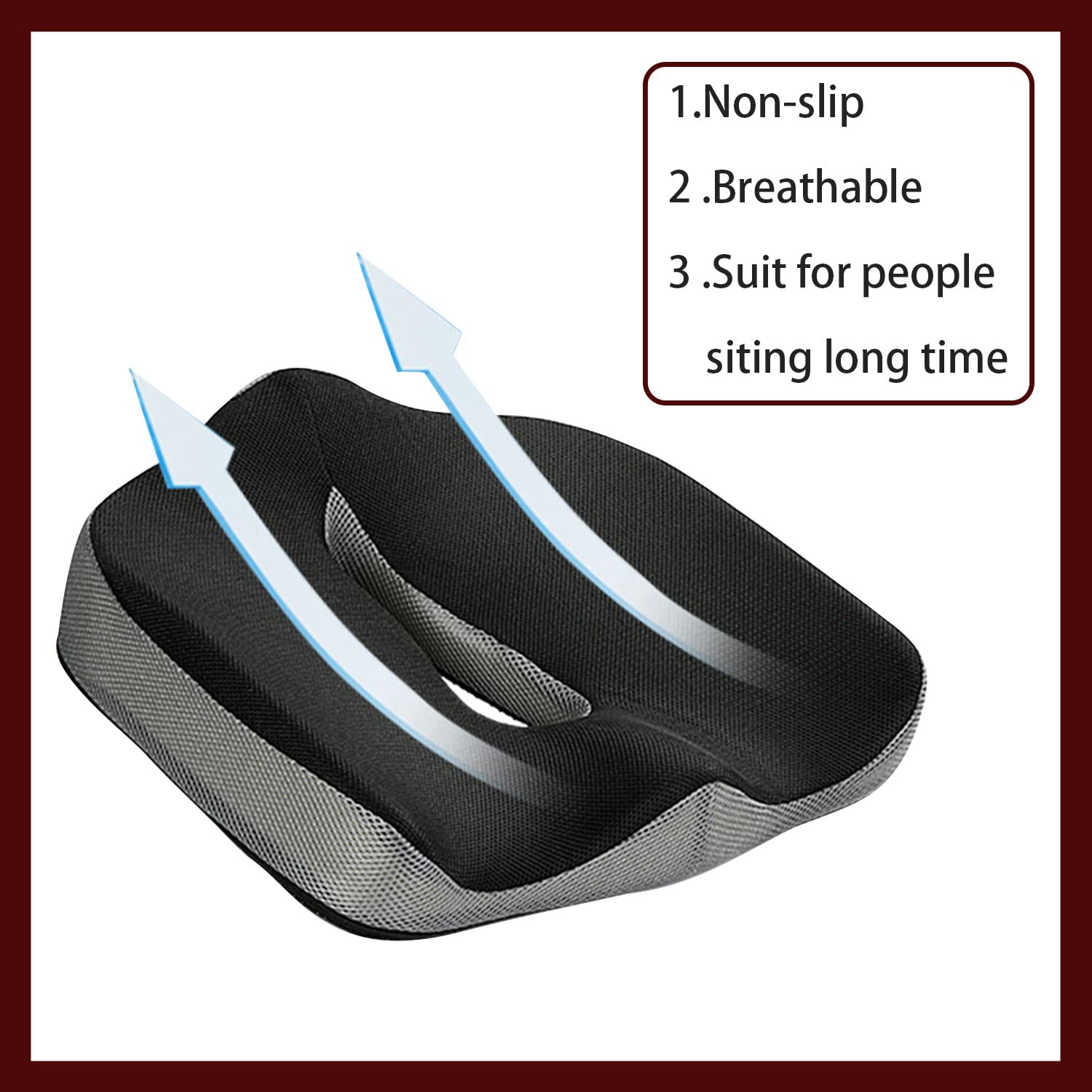 Amazon.co.jp: Ecloud Shop Office Chair Visco Elastic Foam Cushion Non-slip  Seat Cushion Cushion Cushion Coxis Hip Pain Support Tailbone Back Pain  Ciatic Black & Grey : Office Products