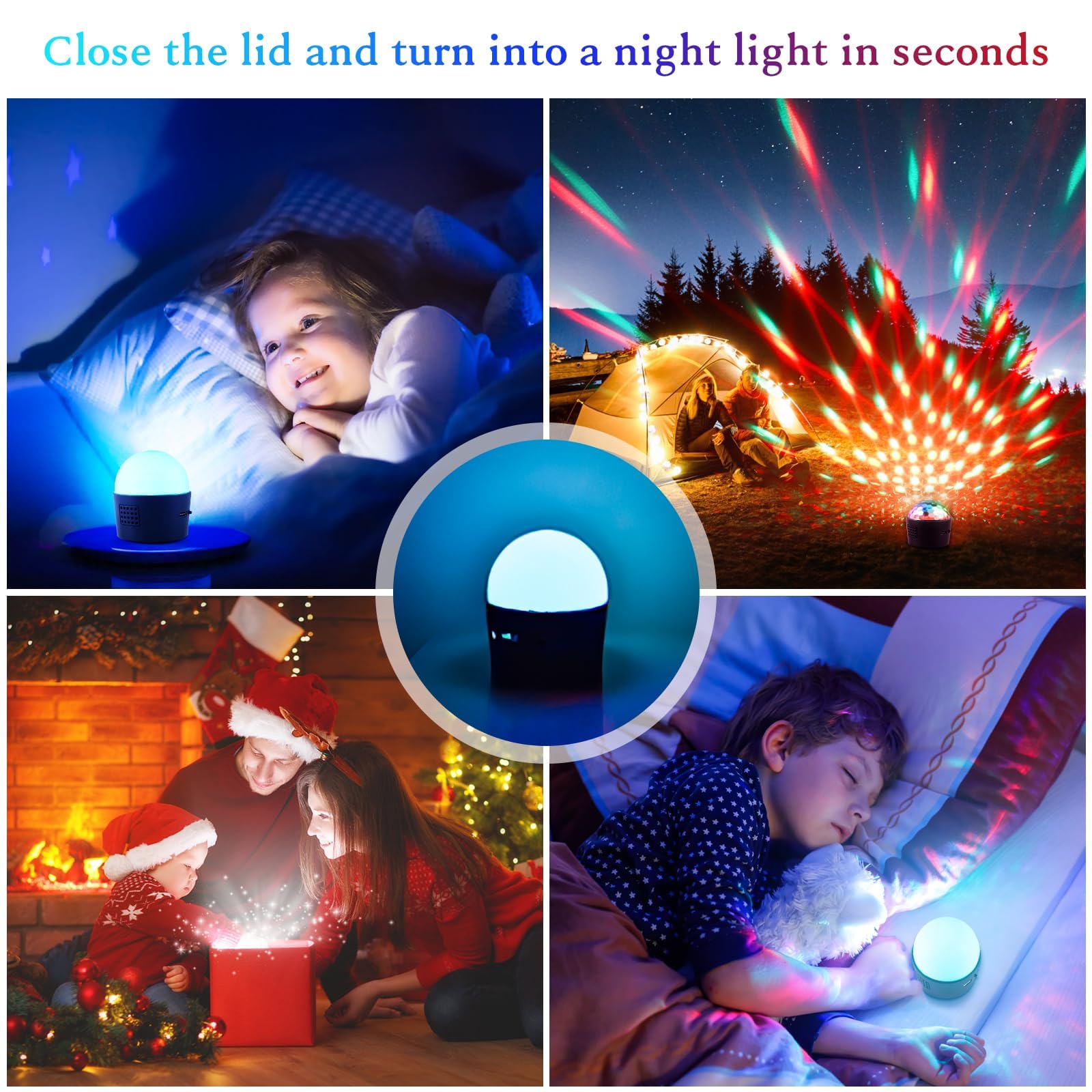 Boule Disco, 2 Pack Mini Lampe de Scène Jeux de Lumière, 7 RGB à Commande Sonore Lumière de fête Projecteur LED Commande Vocale, Lumière Disco pour Fête, Noël, Bar, Club, DJ