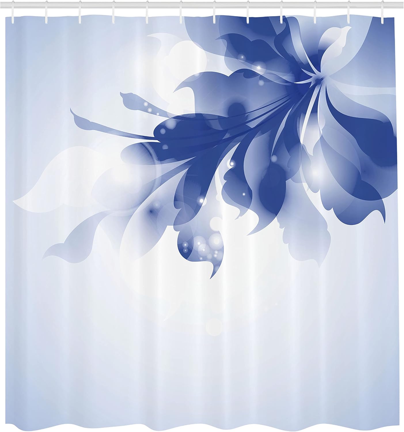 Ambesonne Abstract Shower Curtain, Color Gradient Effect Isolated Flower Petal Stem Forms Digital Artwork, Cloth Fabric Bathroom Decor Set with Hooks, 69" W x 84" L, Violet Blue