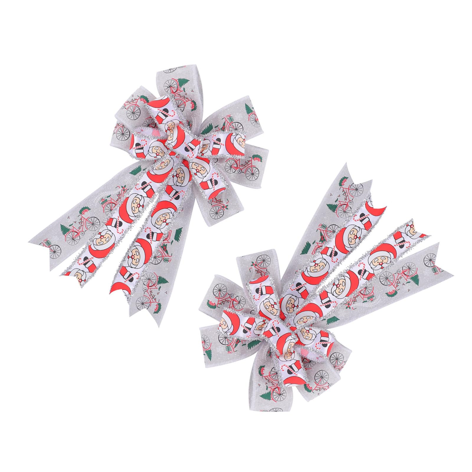 Buxuaaaa Sturdy Polyester Christmas Bowknot Elegant Bowknot Decoration with Christmas Pattern for Door Window and Wall Double Layer Ribbon