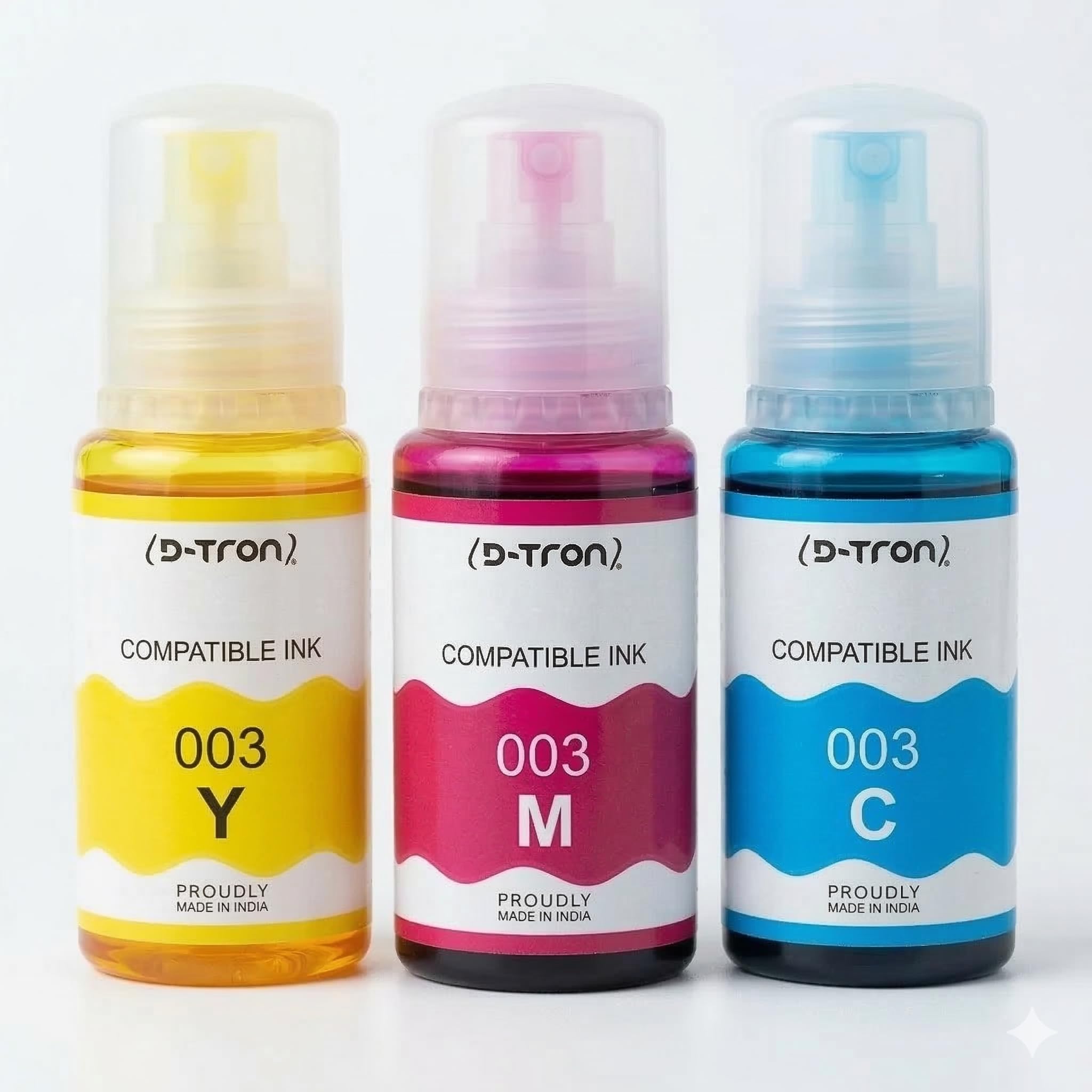 Dtron 003 Ink Bottles Compatible for Epson L3110, L3150, L3250, L3252, L3115, L3116, L3101, L3210, L3215, L3216, L3151, L3152, L3156, L5190 Printers, Multicolour (Cyan/Yellow/Magenta, 70ml Each)-image-37