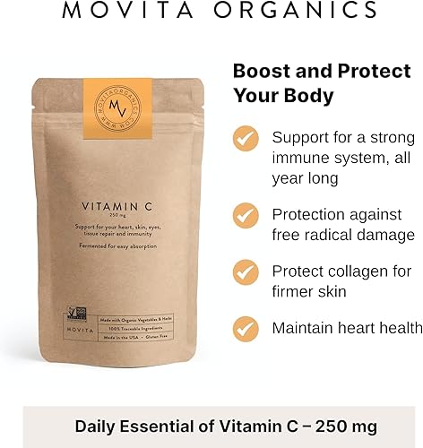 Miniatura 2 de Movita Vitamina C fermentada de 250 mg – Refuerzo de la inmunidad, protección antioxidante, ayuda a la síntesis de colágeno y absorción de hierro –