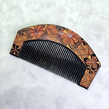 江戸末期 漆塗りの装飾櫛 朱漆塗櫛 文化遺産オンライン