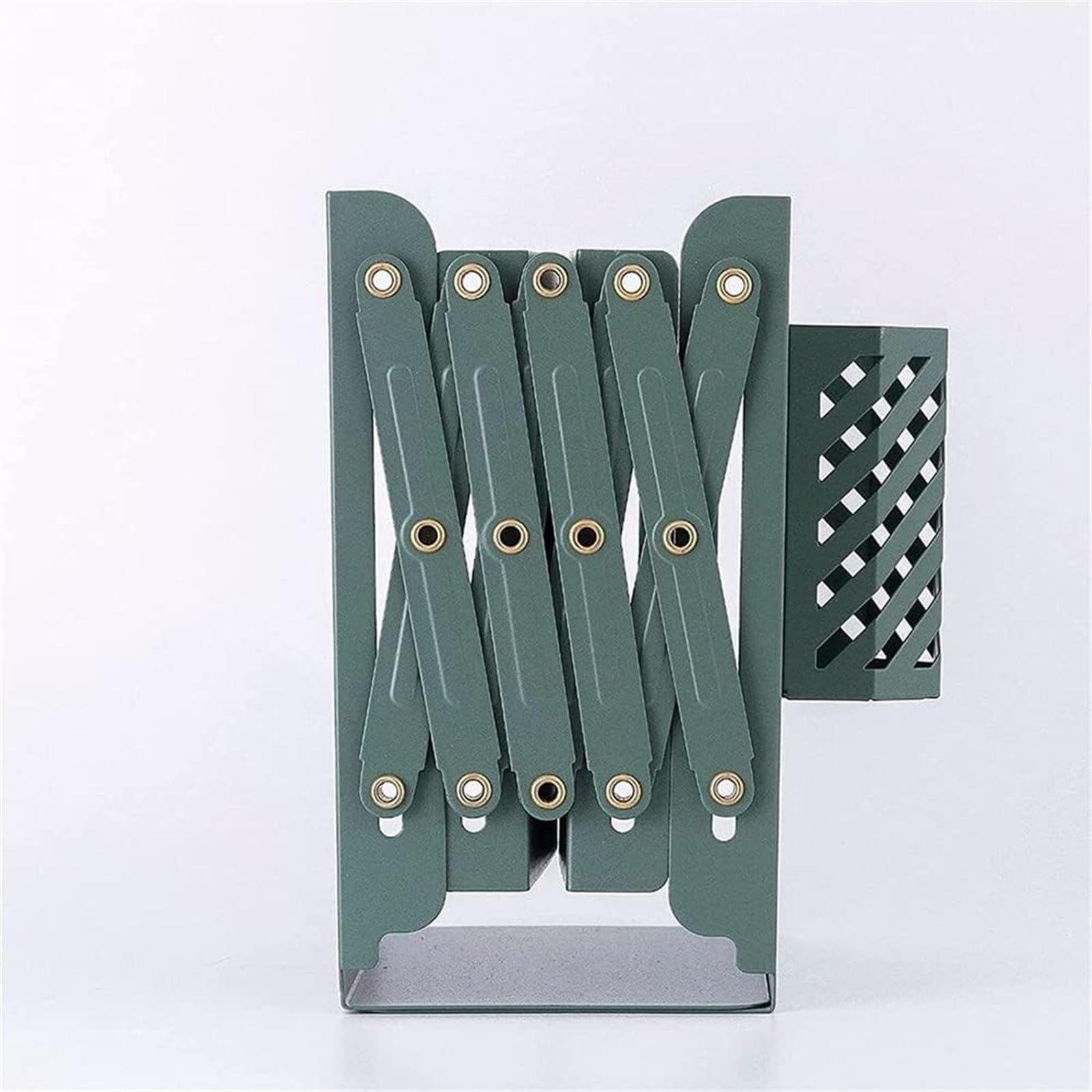 Fermalibri Fermalibri for mensole, fermalibri Regolabile espandibile da scrivania, scaffale in Metallo con portapenne for Ufficio e casa(Green)
