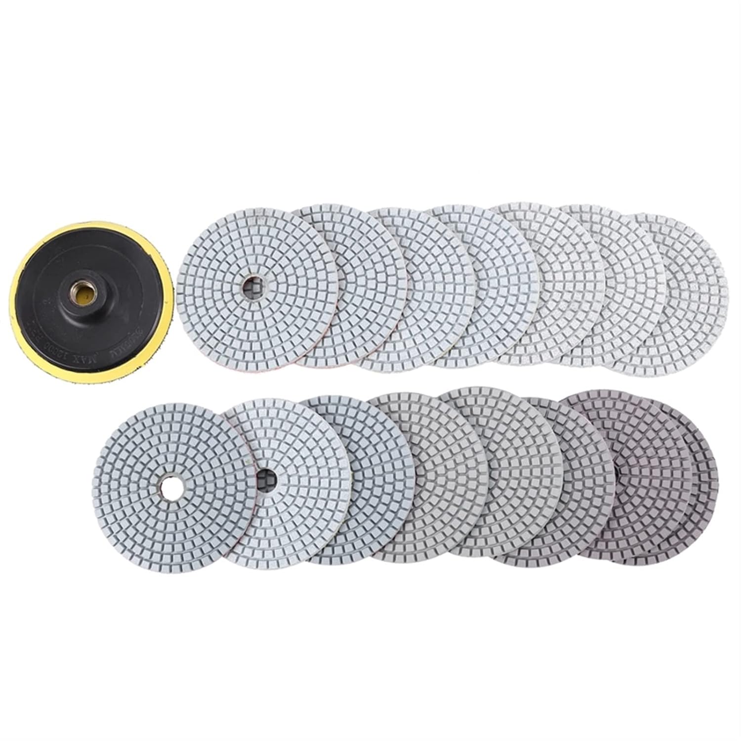 Wet Polisher 16Pcs Diamond Polishing Pads Kit 4 Inch 100Mm Wet/Dry for Granite Stone Concrete Marble Polishing Use Grinding Discs Set, 1005001695522013