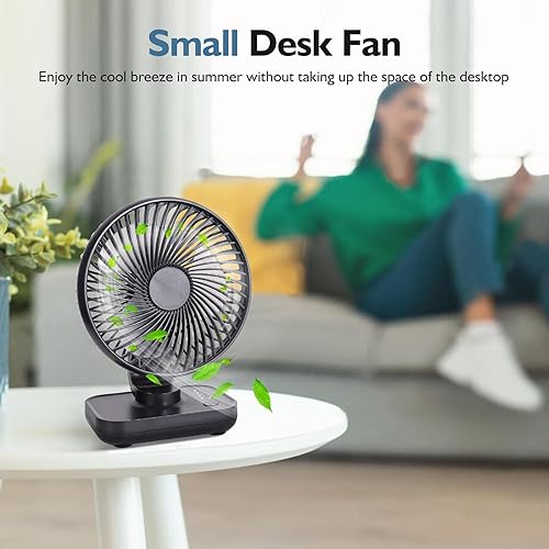 Miniatura 7 de CONBOLA Ventilador de escritorio pequeño para dormitorio, ventilador recargable con batería de 3600 mAh, ventilador USB para escritorio, circulación