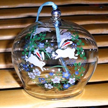 Japanese Edo Furin Glass Windchimes Bell Suncatcher Rabbit
