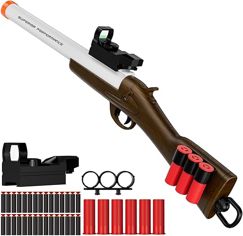 Pistola de juguete de expulsión de carcasa de escopeta de juguete, pistola de balas suaves, con 30 balas perfectas como cumpleaños o vacaciones para